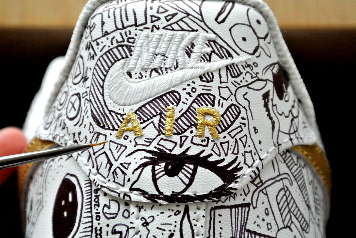 Nike Air Force 1 Gold Doodle Customs by COOZE®