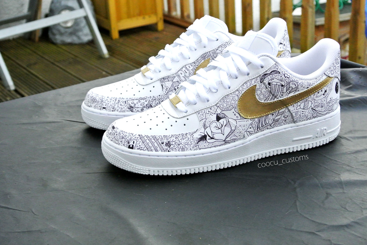 Nike Air Force 1 Gold Doodle Customs by COOZE®