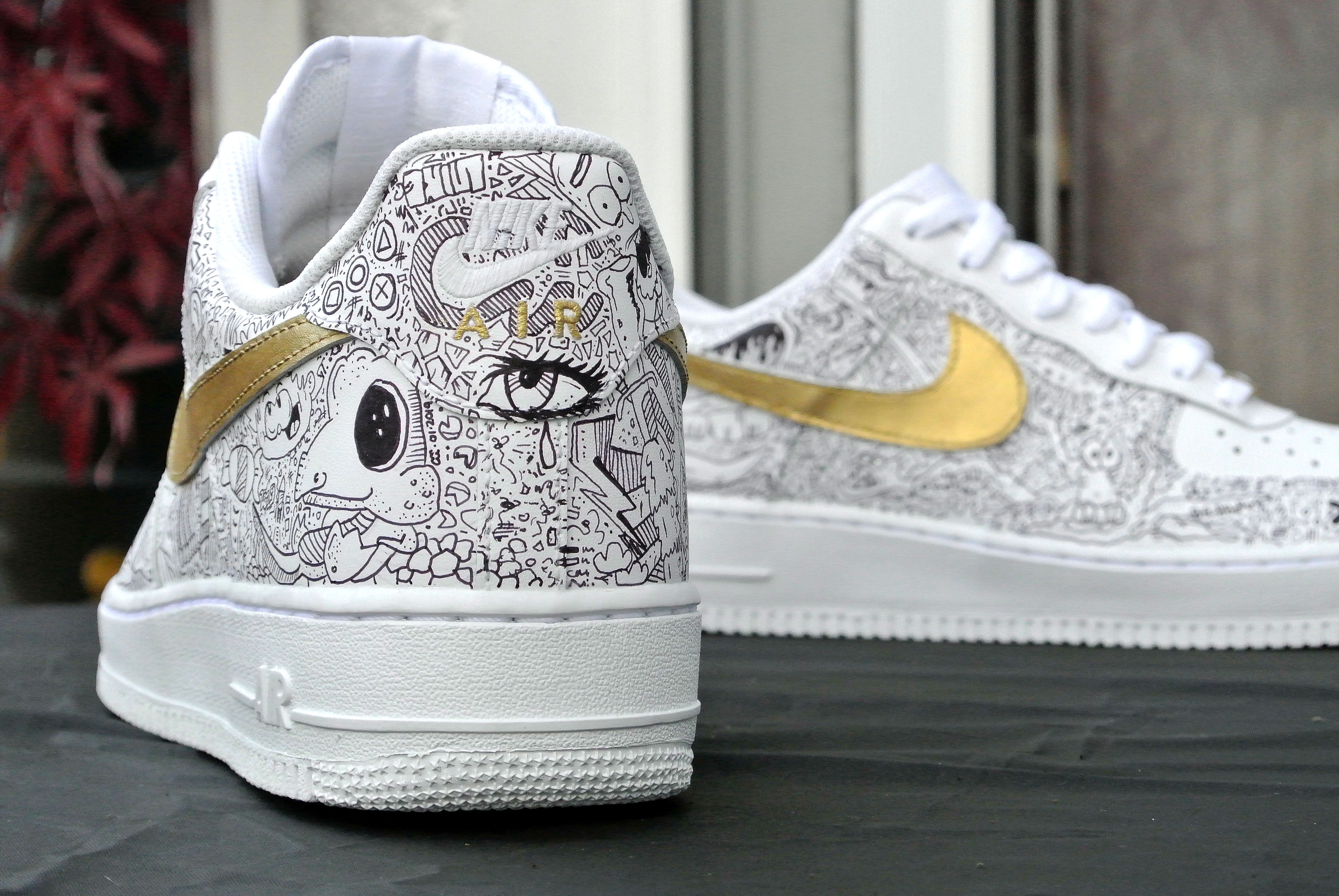 Nike Air Force 1 Gold Doodle Customs by COOZE